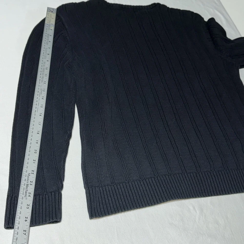 Nautica Sweater Mens XXL Chunky Ribbed Cable Knit 3D Heavy Pullover Preppy Black